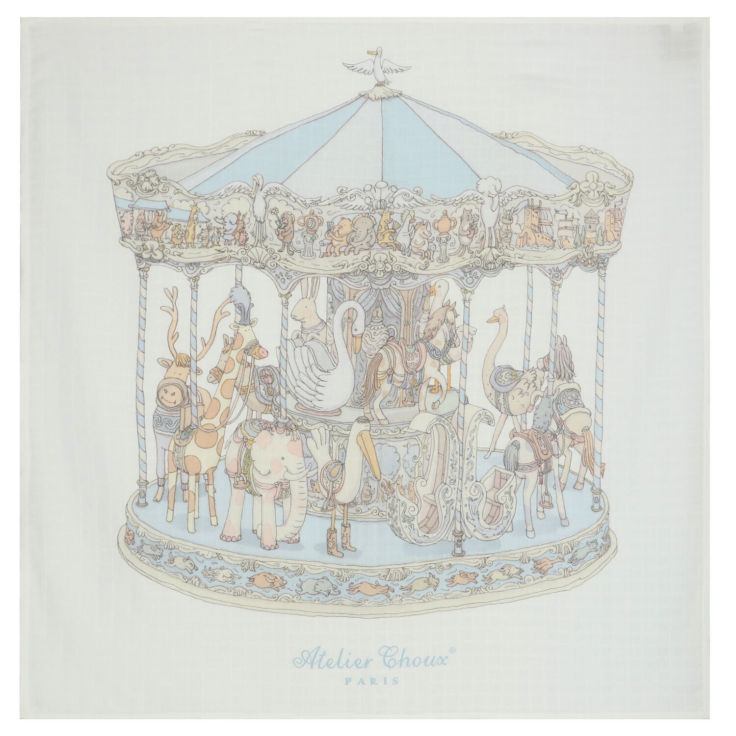 White & Blue Carousel Baby Boys Swaddle Carré Blanket, 2, hi-res image number null