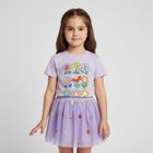 Younger Girls Purple Flower Tulle Skirt, 1, hi-res