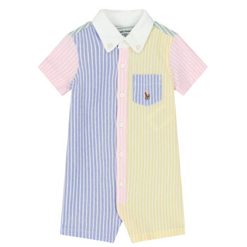 Baby Boys Multi-Colored Logo Polo Romper