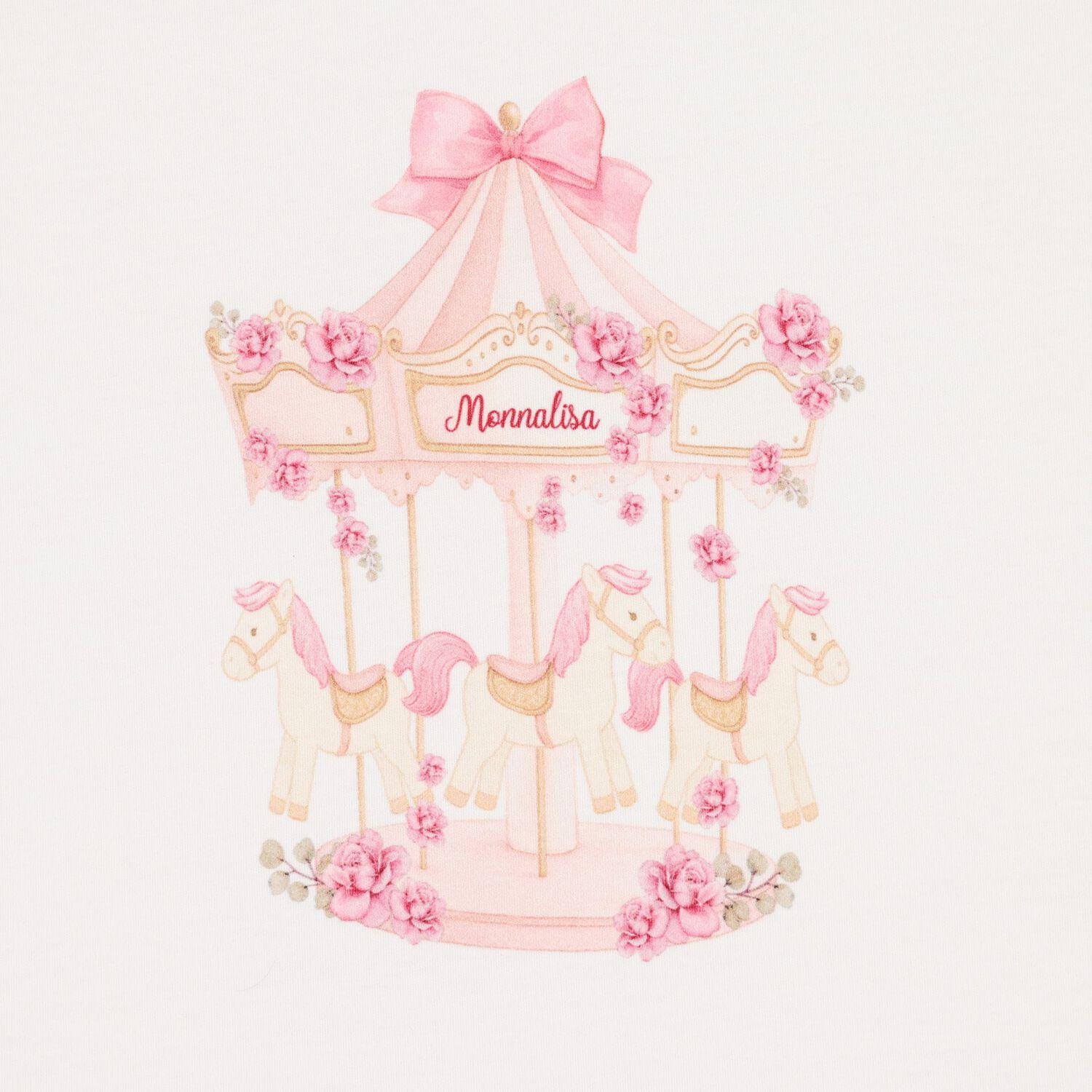 Baby Girls White & Pink Carousel Blanket, 1, hi-res