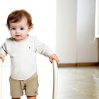 Baby Boys Beige Logo Shorts, 1, hi-res