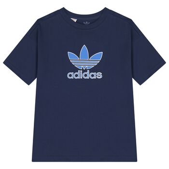Navy Blue Trefoil Logo Oversized T-Shirt
