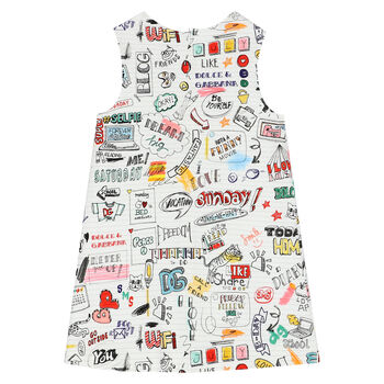 Girls White Smemo Sleeveless Dress