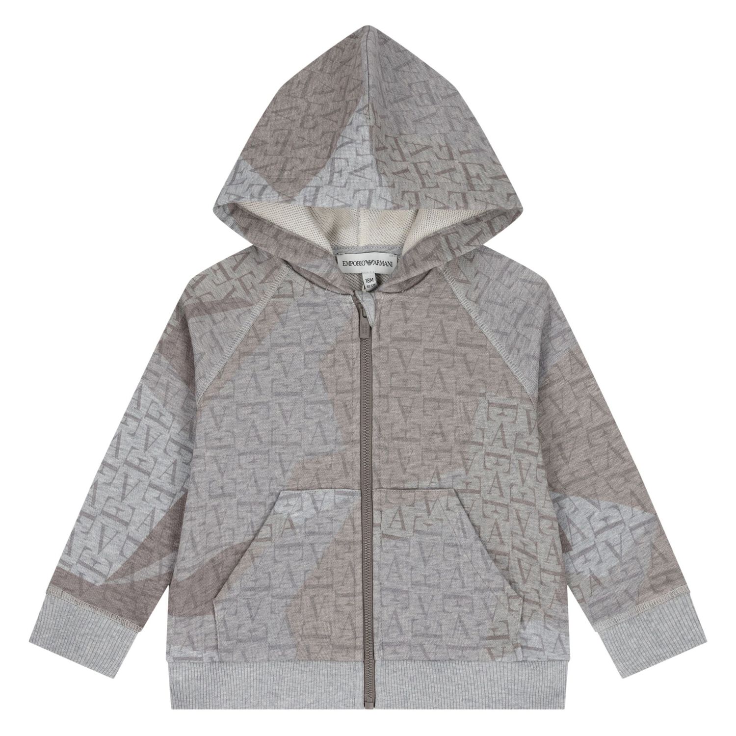 Younger Boys Grey & Beige Logo Tracksuit, 2, hi-res