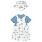 Baby Boys Blue & White Dungaree Set, 2, hi-res