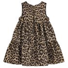 Girls Beige & Black Leopard Tiered Dress, 1, hi-res