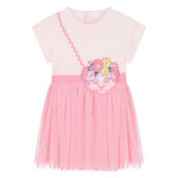 Younger Girls Pink Cat Dress
