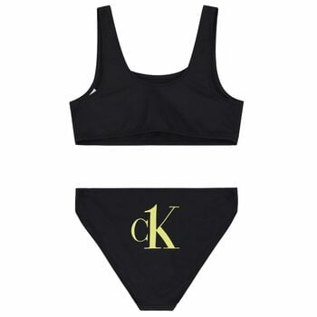 Girls Black Logo Bikini