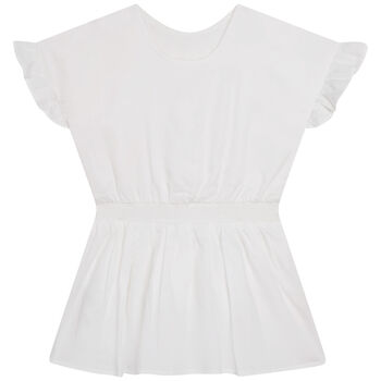 Girls White Butterfly Playsuit