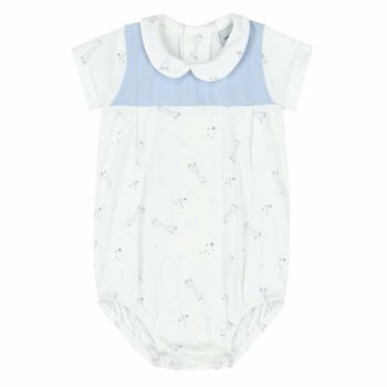 Baby Boys White & Blue Bodysuit