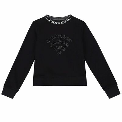 Girls Black Jersey Sweatshirt