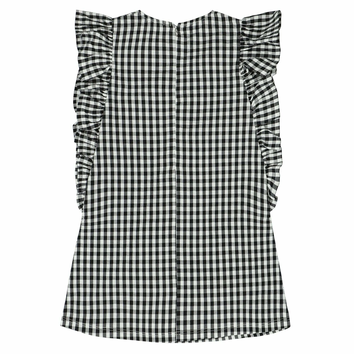 Girls Black & White Gingham Dress, 1, hi-res