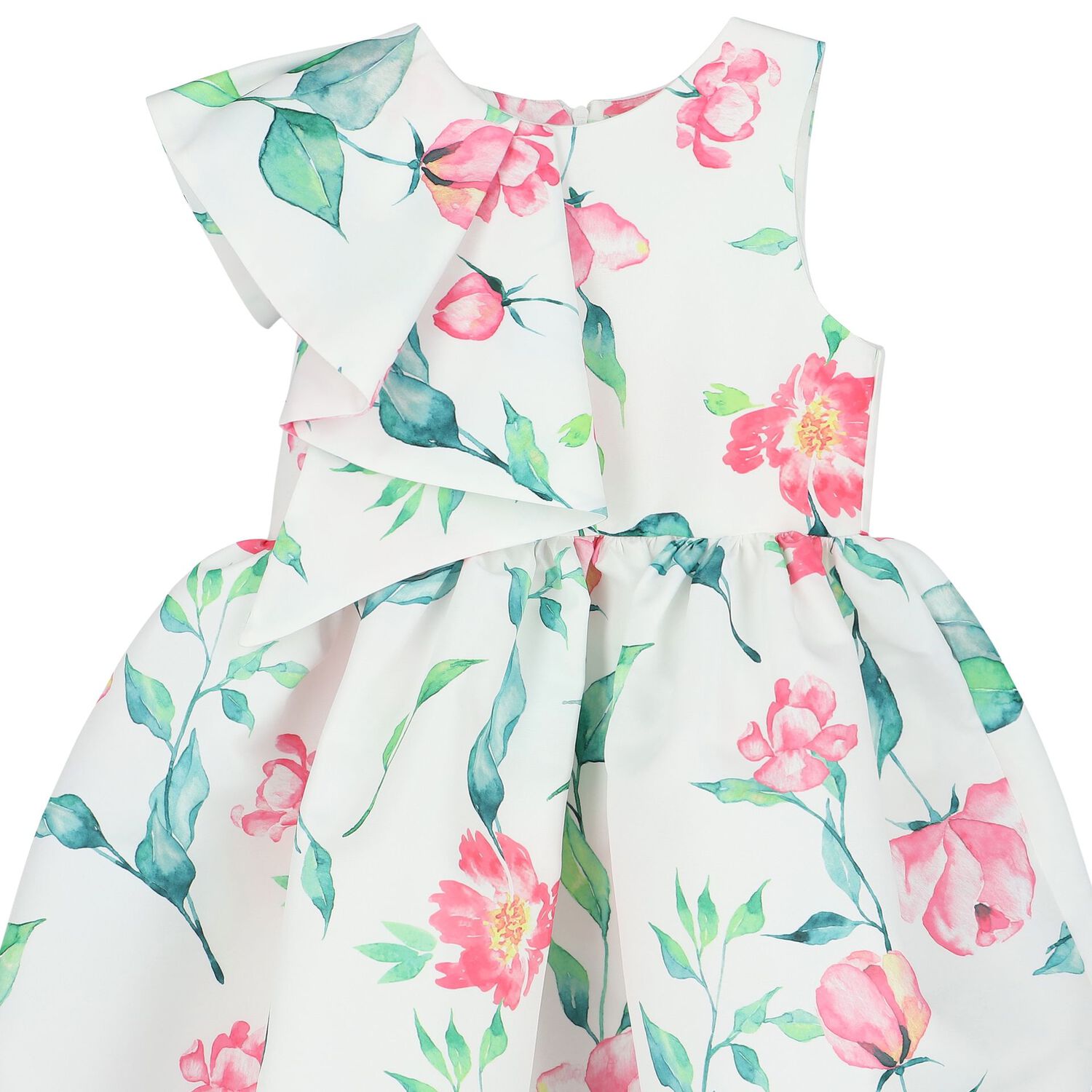 Girls White Floral Dress, 1, hi-res