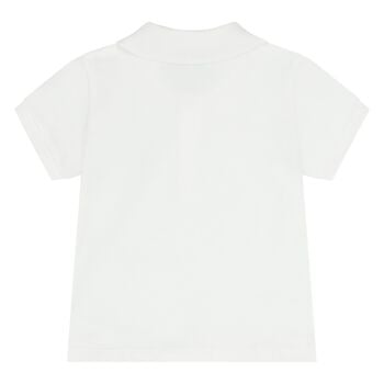 Younger Boys White Teddy Bear Logo Polo Shirt