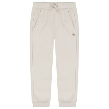 Boys Beige Logo Joggers