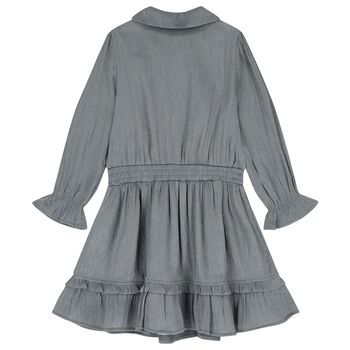 Girls Shimmery Grey Ruffled Dress , 1 Girls Shimmery Grey Ruffled Dress