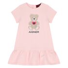 Younger Girls Pink Teddy Bear Logo Dress, 3, hi-res