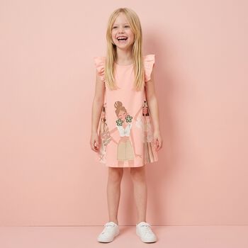 Girls Pink Ruffled Dress