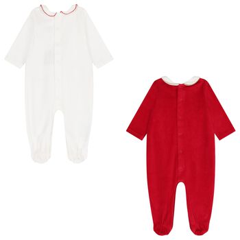 Baby Girls White & Red Babygrows ( 2-Pack )