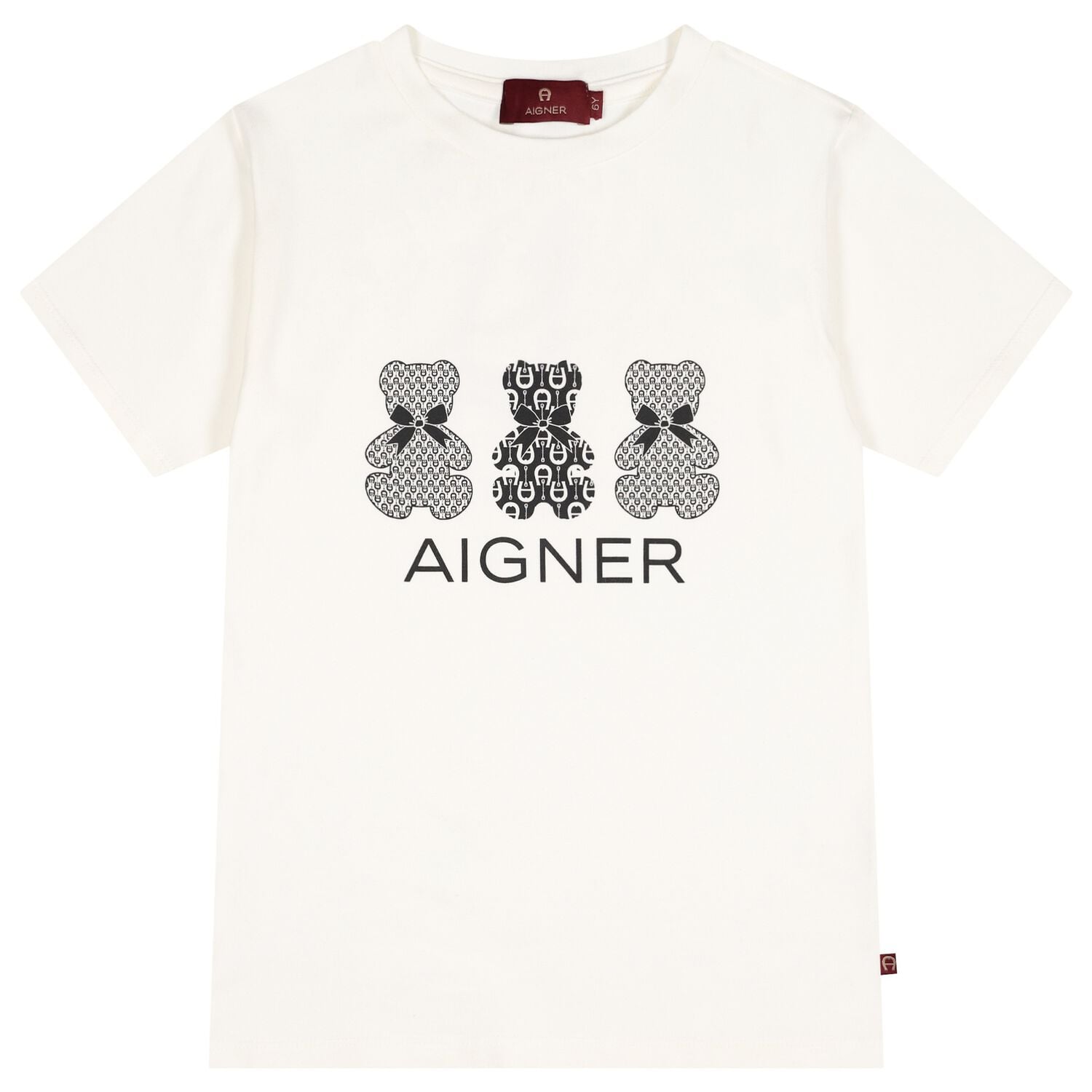 Girls Ivory Teddy Bear Logo T-Shirt, 1, hi-res