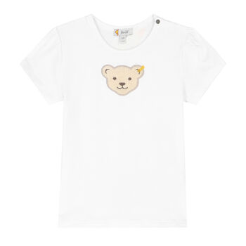 Baby Girls White Teddy T-Shirt