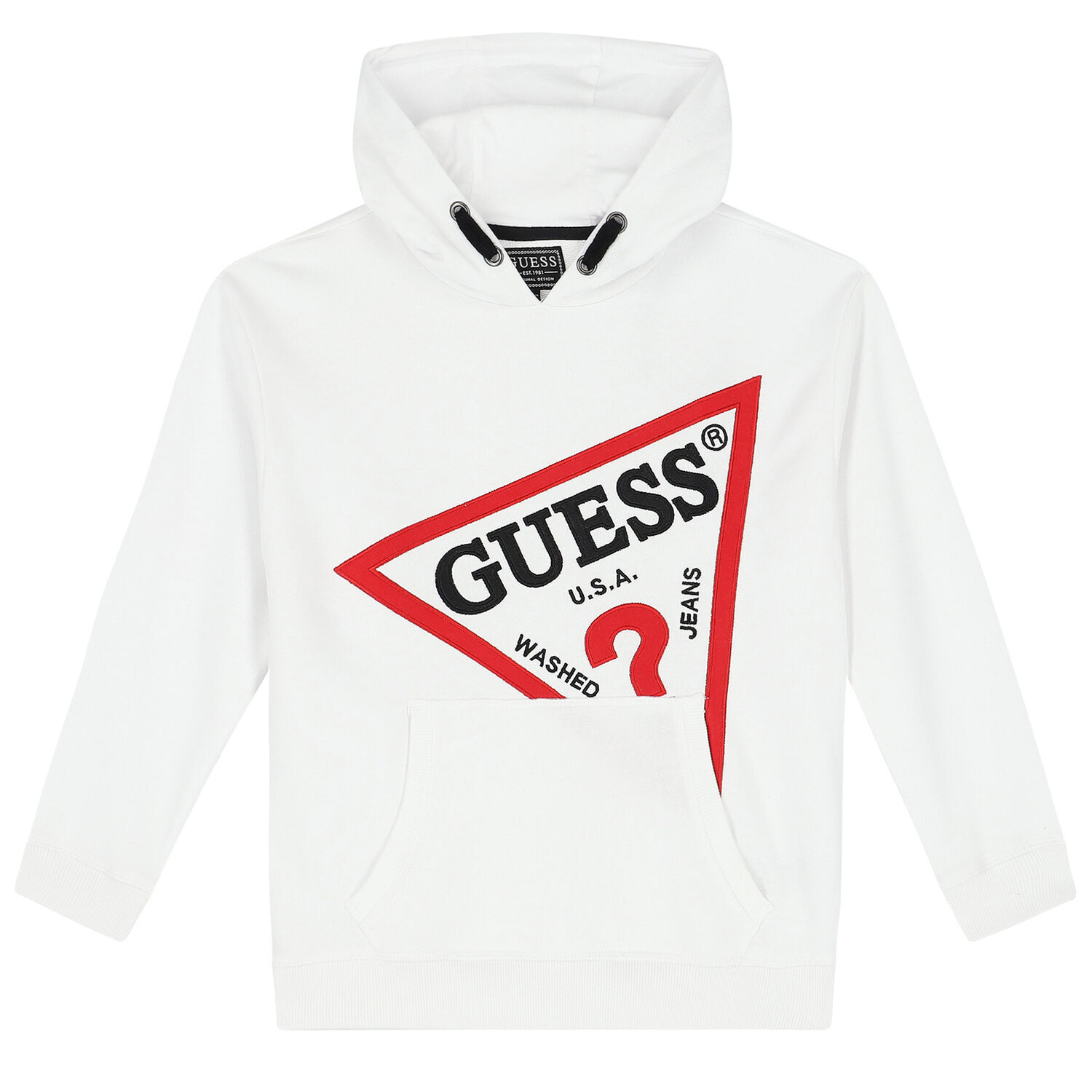 Boys White Logo Hooded Top, 2, hi-res image number null