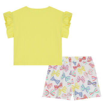 Girls Yellow & White Shorts & T-Shirt Set