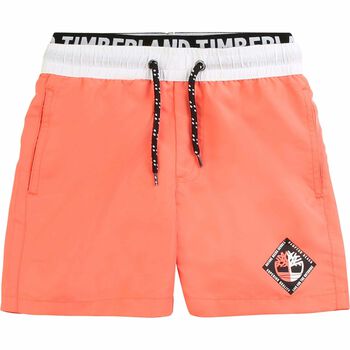 Boys Orange Logo Swim Shorts