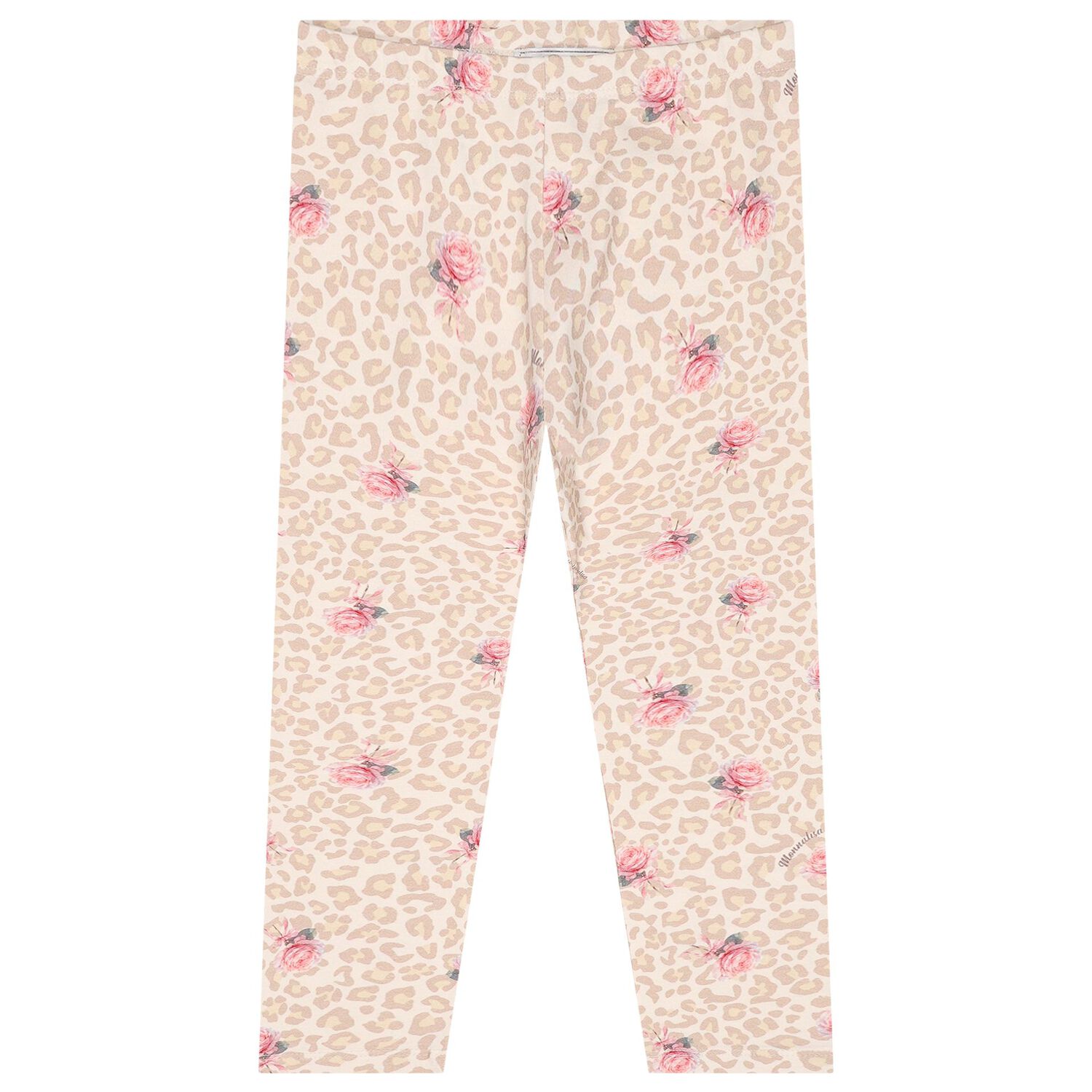 Girls Ivory & Beige Leopard Rose Logo Leggings Set, 1, hi-res