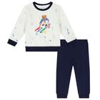 Baby Boys White & Navy Tracksuit, 1, hi-res