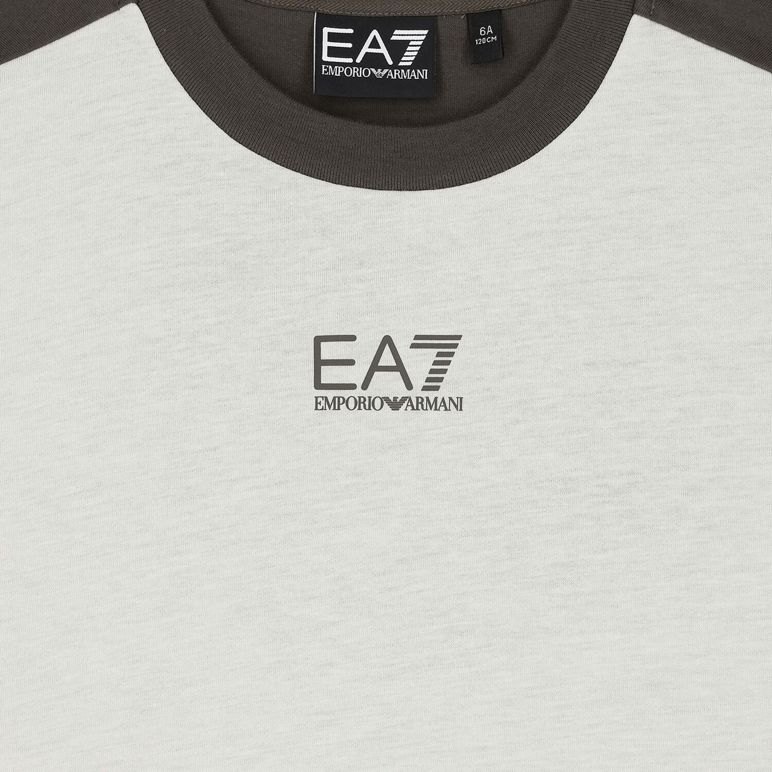 تي شيرت قطني بني وبيج للأطفال مع شعار, 1, hi-res