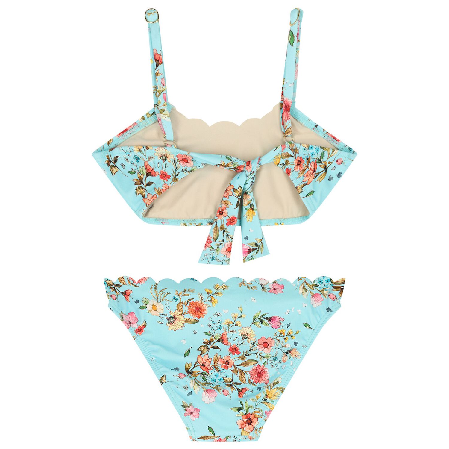 Girls Blue Floral Bikini, 1, hi-res