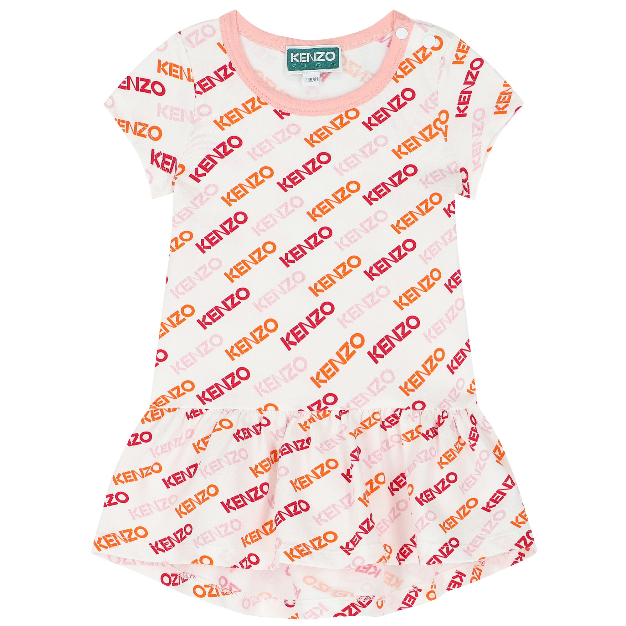 KENZO KIDS Younger Girls White Logo Dress Junior Couture