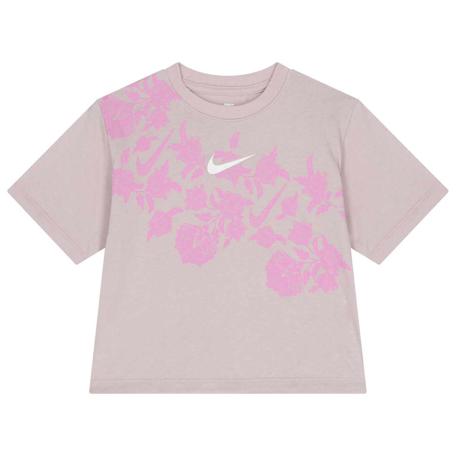 Girls Beige & Pink Logo Shorts Set, 1, hi-res