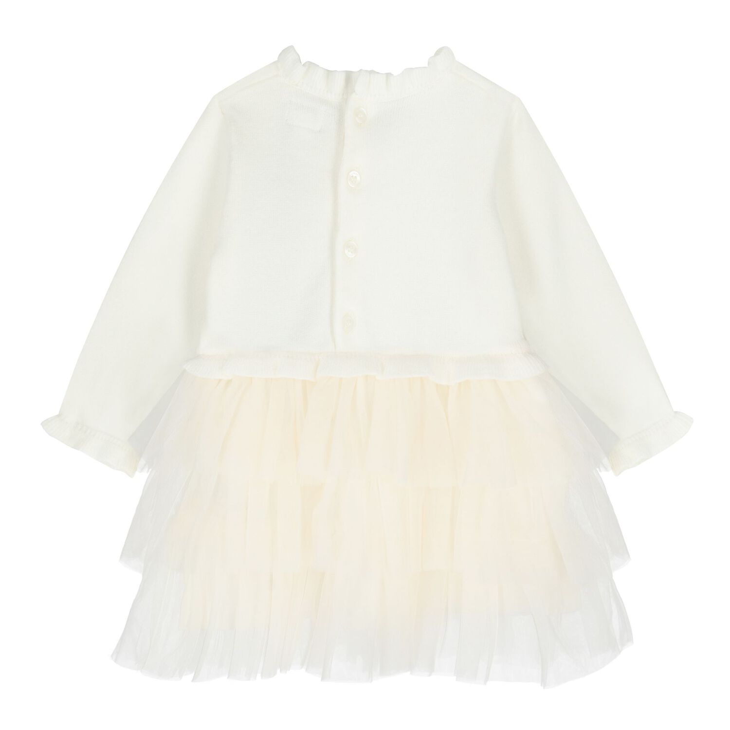 Baby Girls Ivory & Beige Tulle Dress Set, 2, hi-res