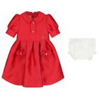 Bany Girls Red Satin Jacquard Logo Dress, 1, hi-res