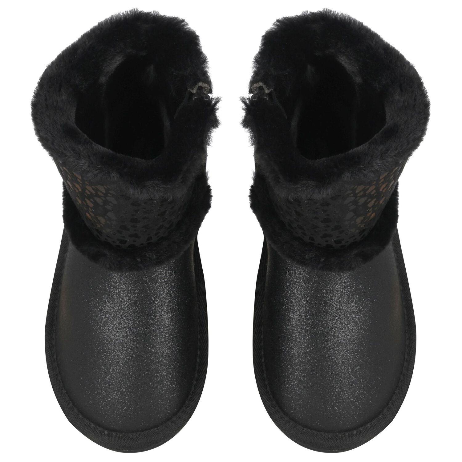 Girls Black Faux Leather Boots, 1, hi-res
