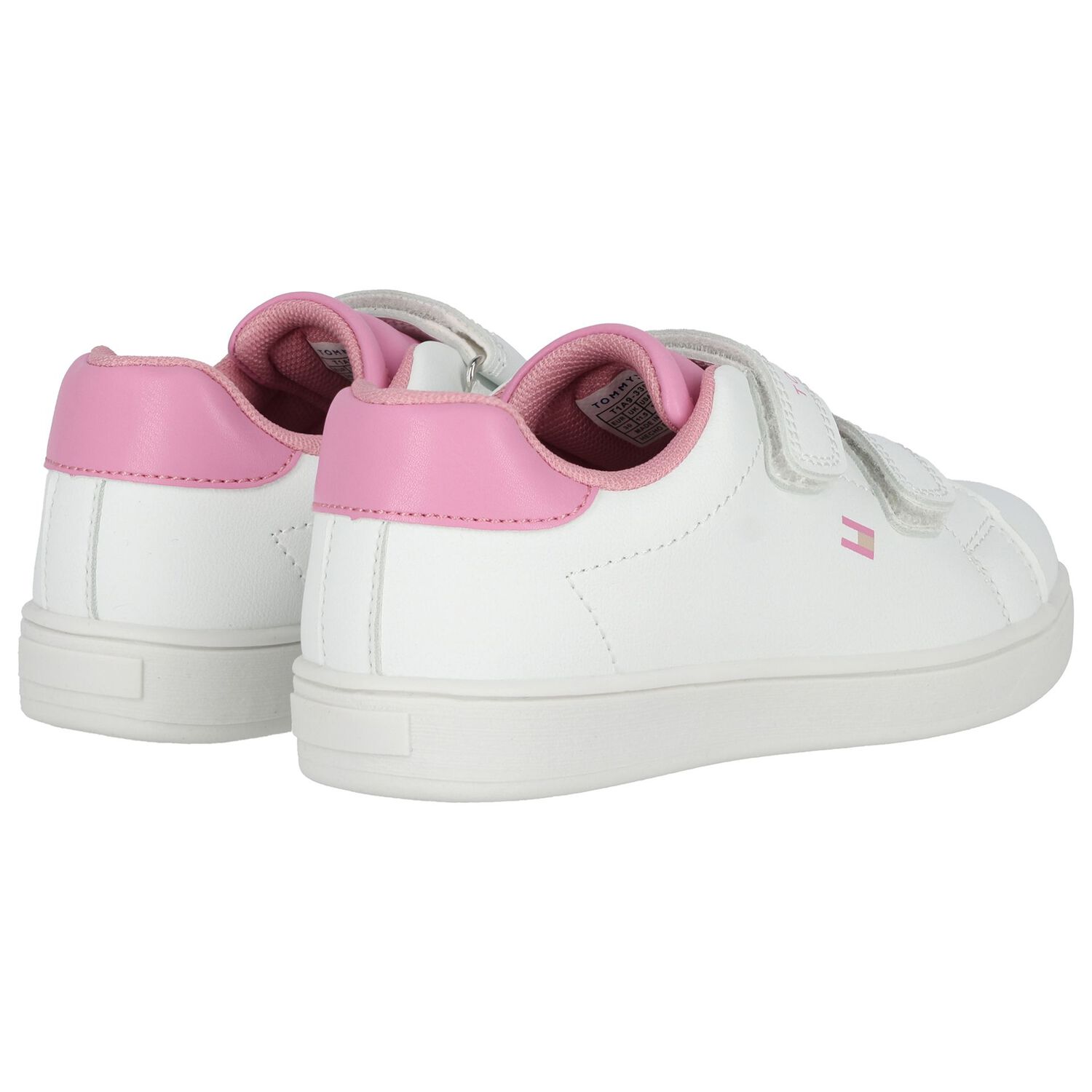 Girls White & Pink Logo Trainers, 1, hi-res