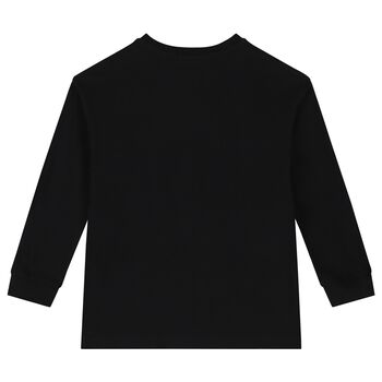 Boys Black Logo Long Sleeve Top