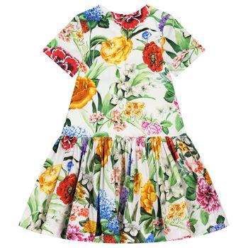 Girls Ivory Floral Dress