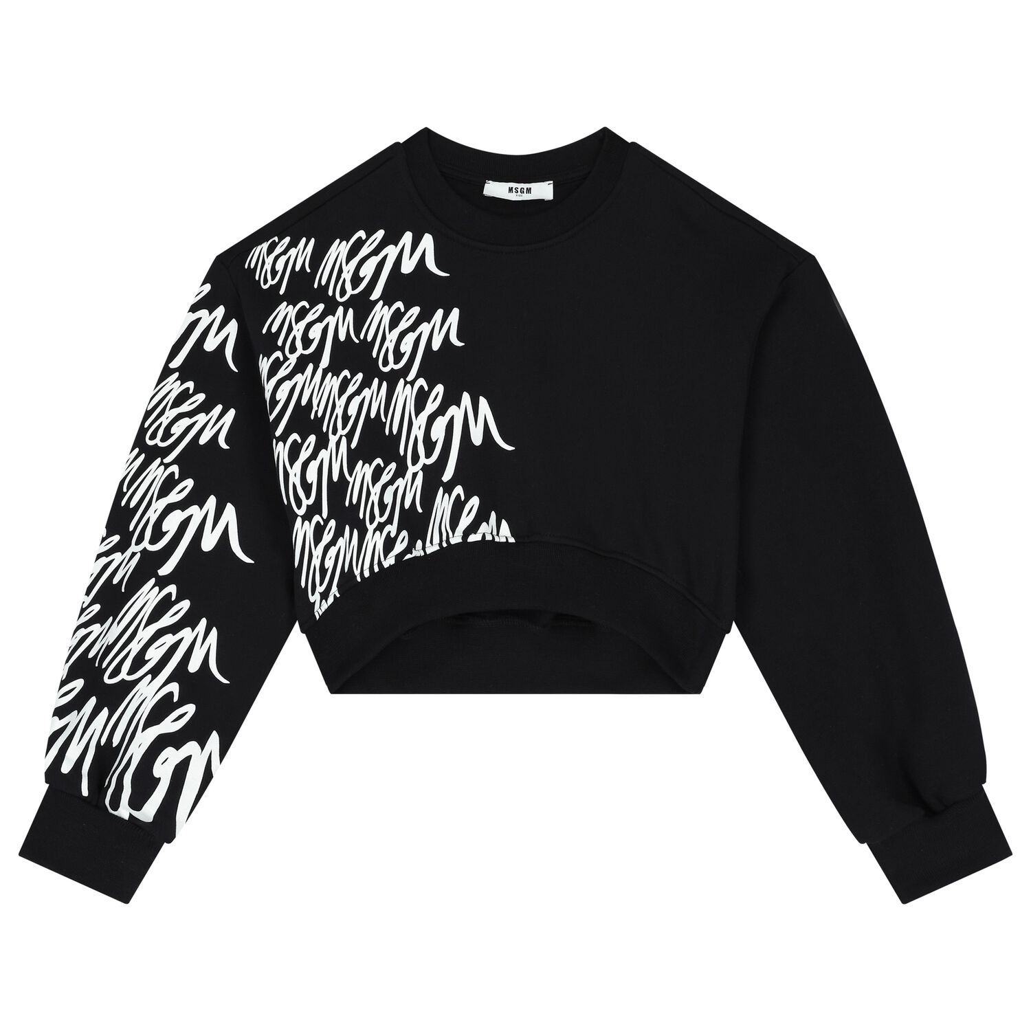 سويتشيرت بنات بالشعار باللون الأسود, 2, hi-res