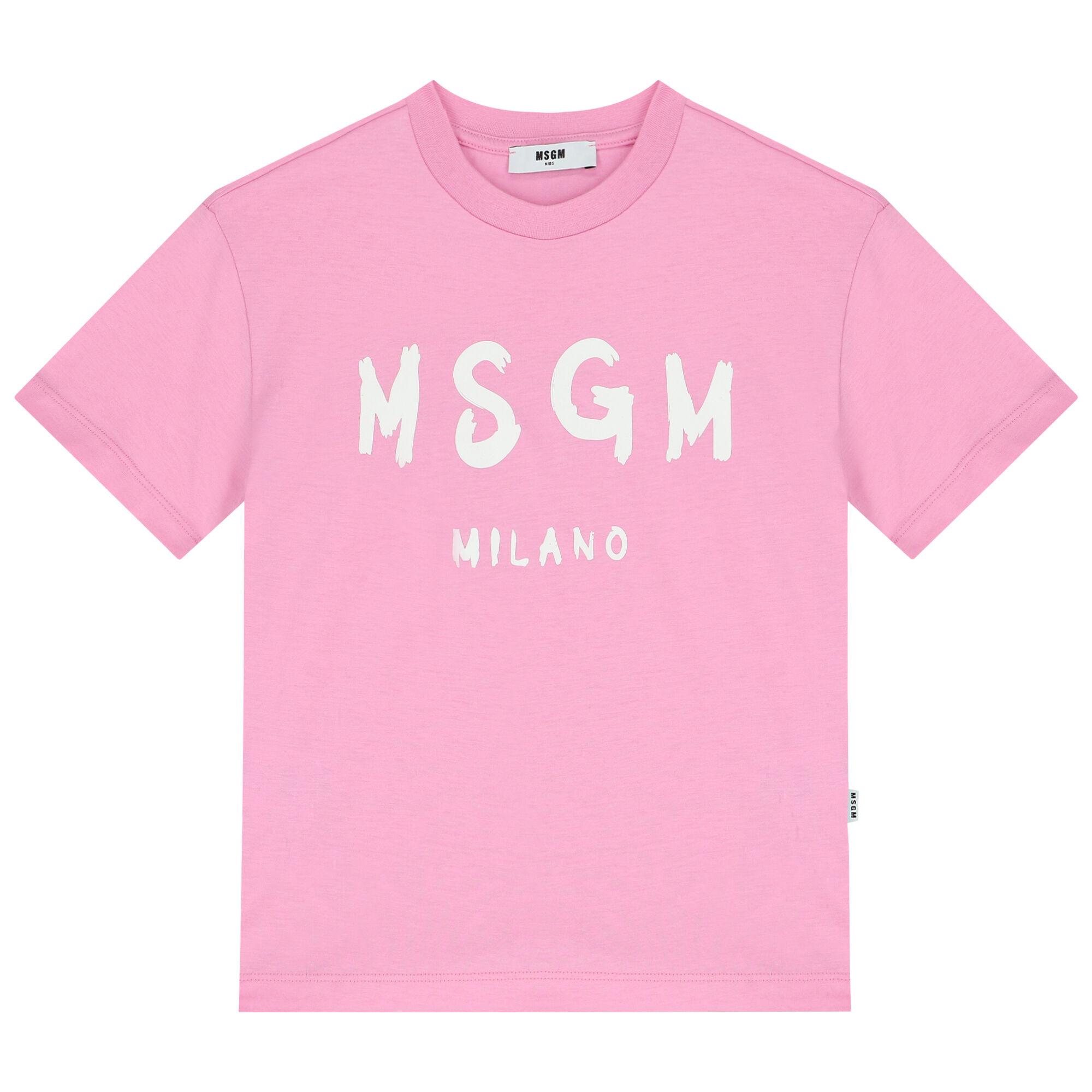 MSGM Pink White Logo T Shirt Junior Couture USA