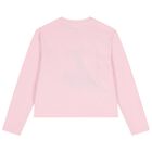 Girls Pink Teddy Bear Logo Long Sleeve Top, 2, hi-res