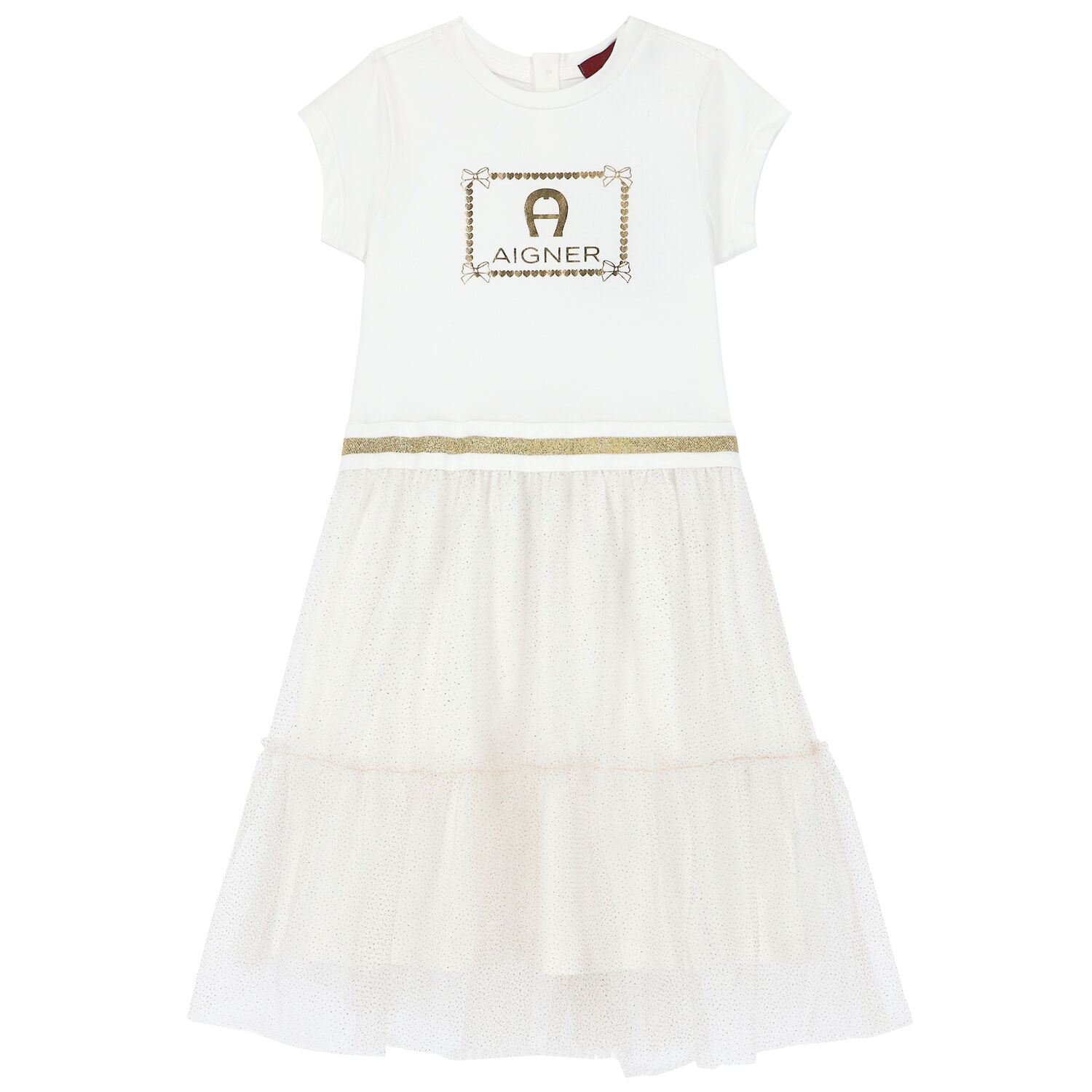 Girls White Logo Dress, 1, hi-res