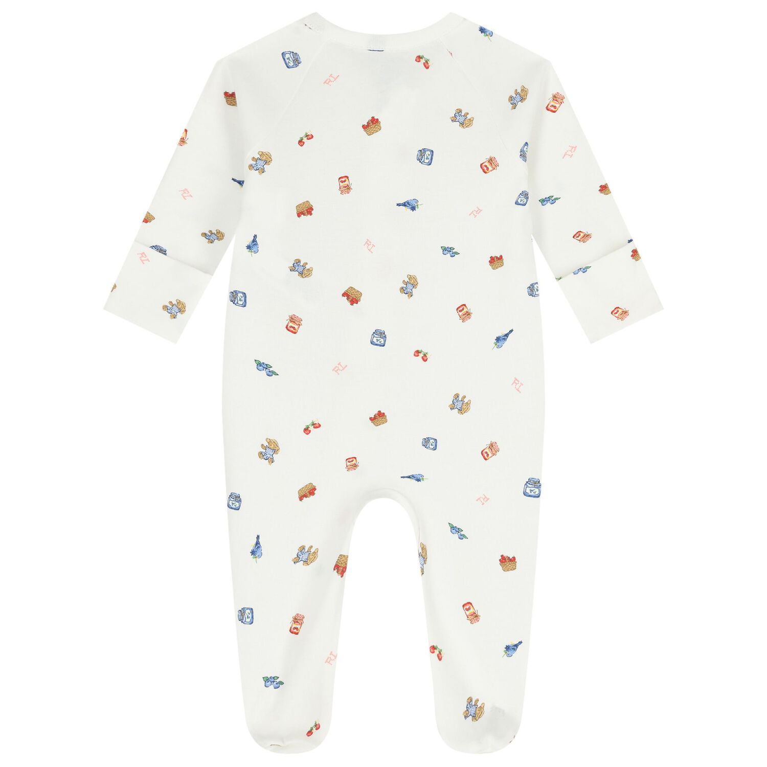 طقم هدايا ملابس أطفال بناتي عاجية اللون مزينة برسومات دببة بولو وتوت, 1, hi-res