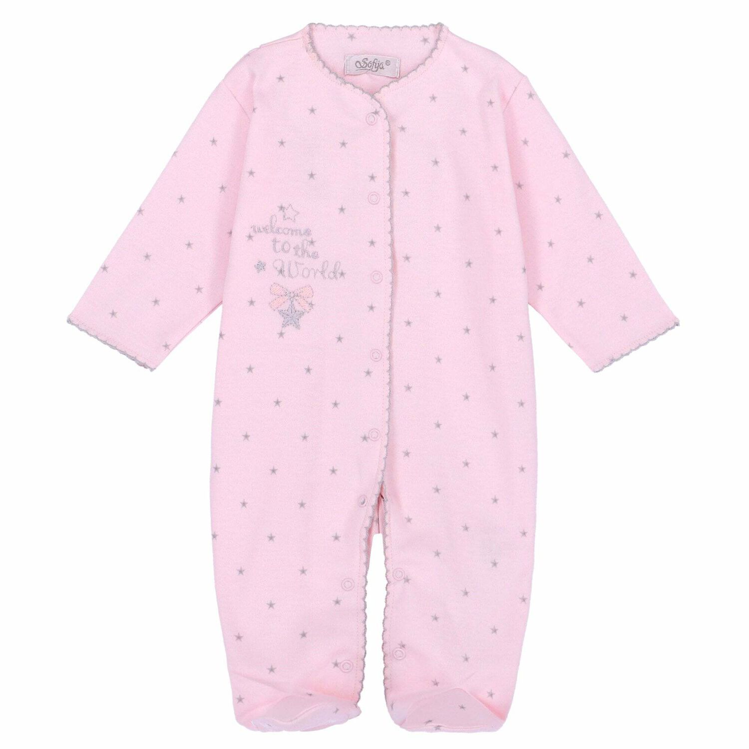Baby Girls Pink Cotton Babygrow, 1, hi-res