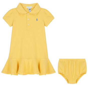 Baby Girls Yellow Logo Polo Dress Set