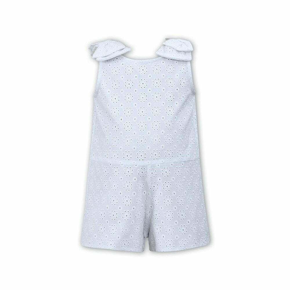 Sarah Louise Girls White Broderie Anglais Playsuit Junior Couture