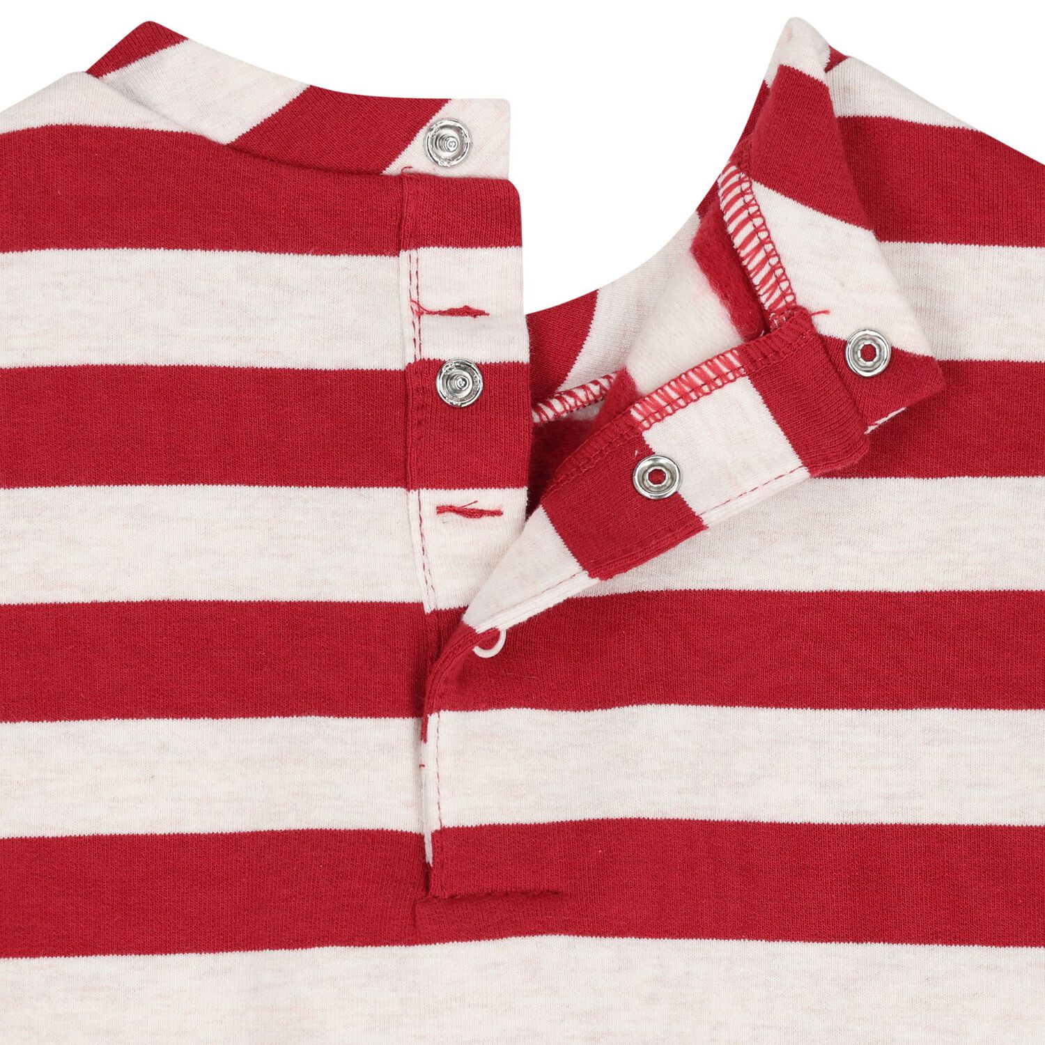 Younger Girls Red & Ivory Striped Dress, 1, hi-res