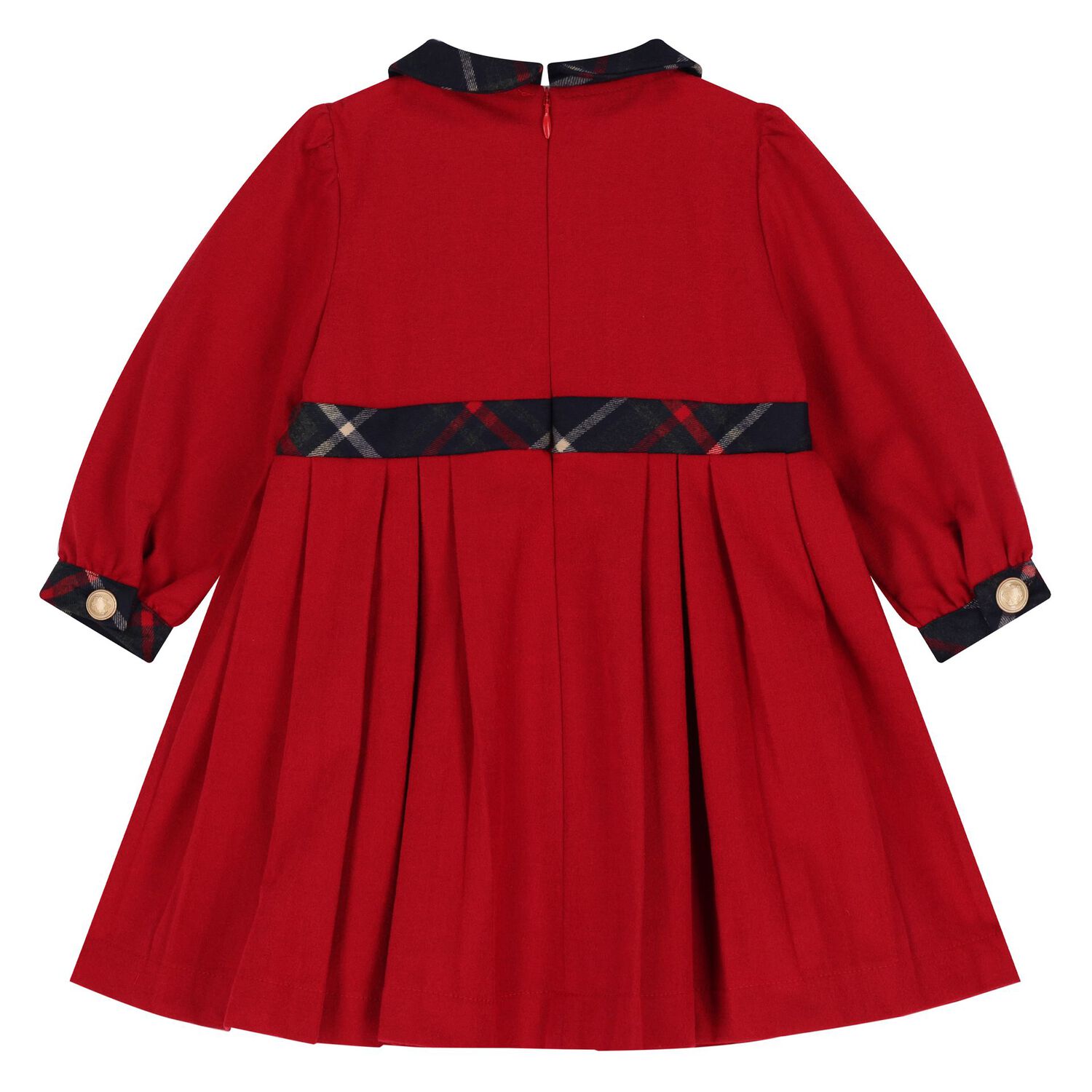 Girls Red & Blue Tartan Twill Dress, 1, hi-res